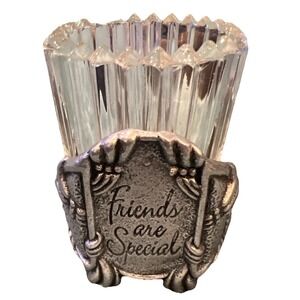 Carson Metal Pewter "Friends Are Special" Round Jar Pillar Candle Holder